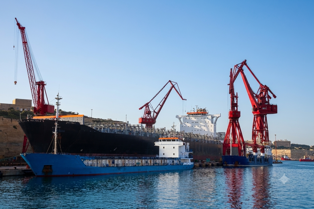 Cargo vessels and port cranes